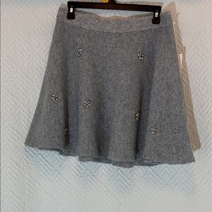 Embellished Gray Knit Circle Skirt
